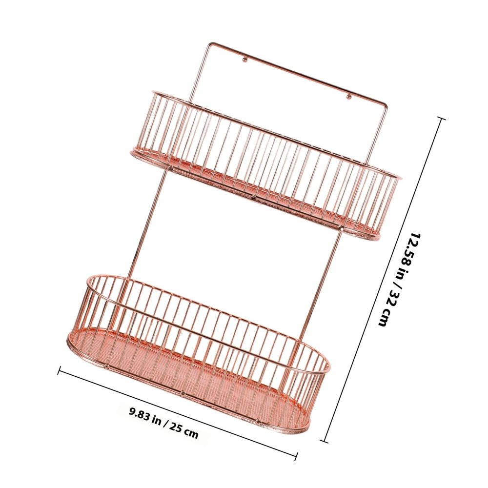 Rose Plated Gold Wall Mounted Spice Rack Iron Storage Organizer for Kitchen Bathroom