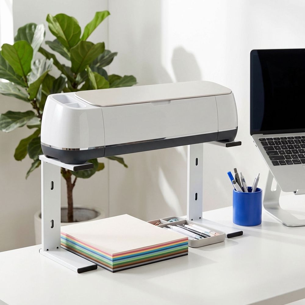 Space Saving Machine Stand, White Iron Organizer for Desktop, 2Pcs