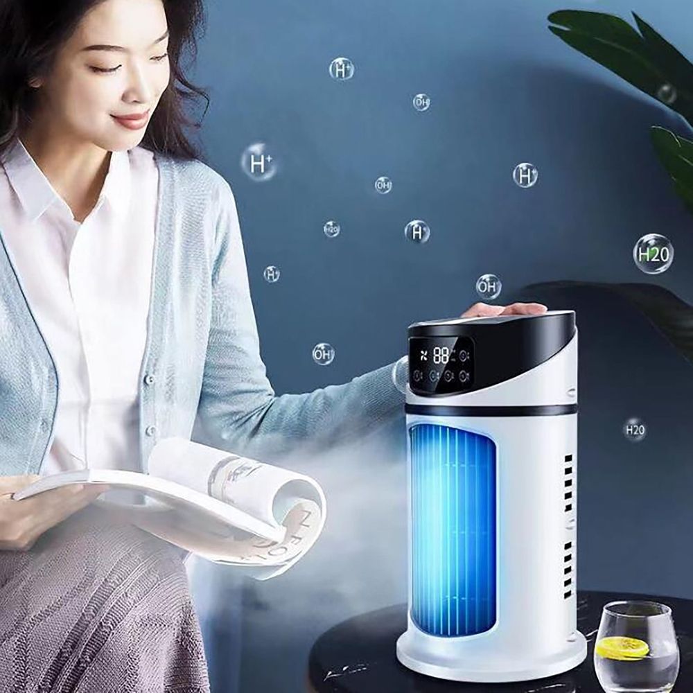 Desktop Fan with Cooling Humidifier, USB Multifunctional Air Cooler with Timer, RGB 5-Speed Fan for Home Dorm Office