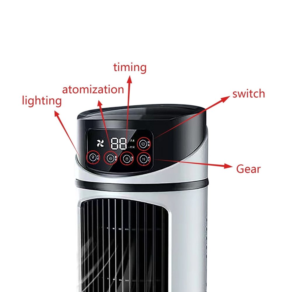 Desktop Fan with Cooling Humidifier, USB Multifunctional Air Cooler with Timer, RGB 5-Speed Fan for Home Dorm Office