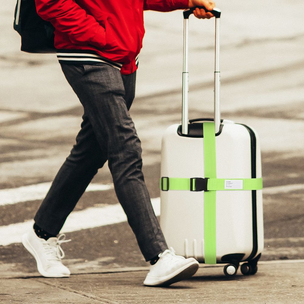 Set of 4 Green Adjustable Luggage Straps with High Strength Polypropylene Fiber for Suitcases