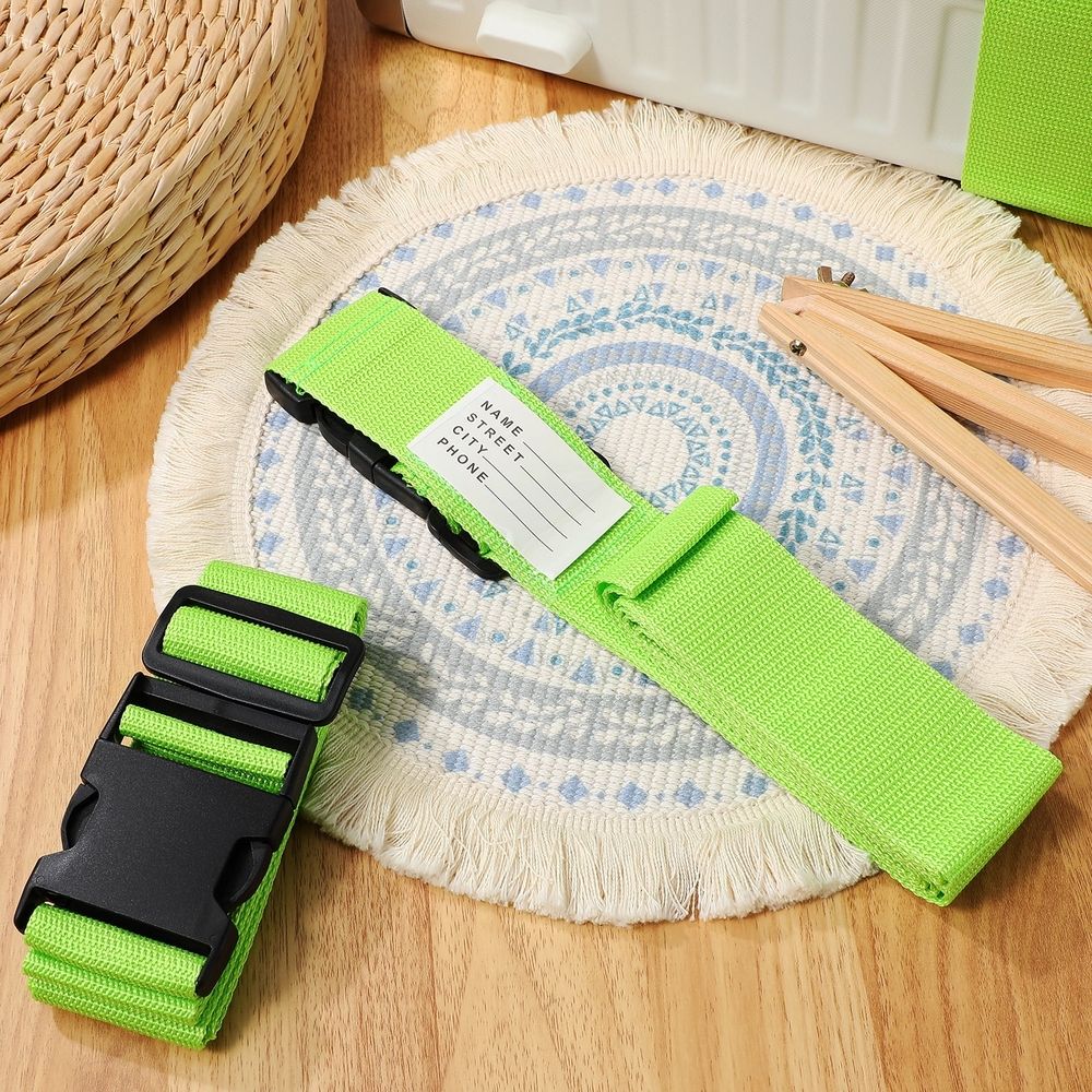 Set of 4 Green Adjustable Luggage Straps with High Strength Polypropylene Fiber for Suitcases
