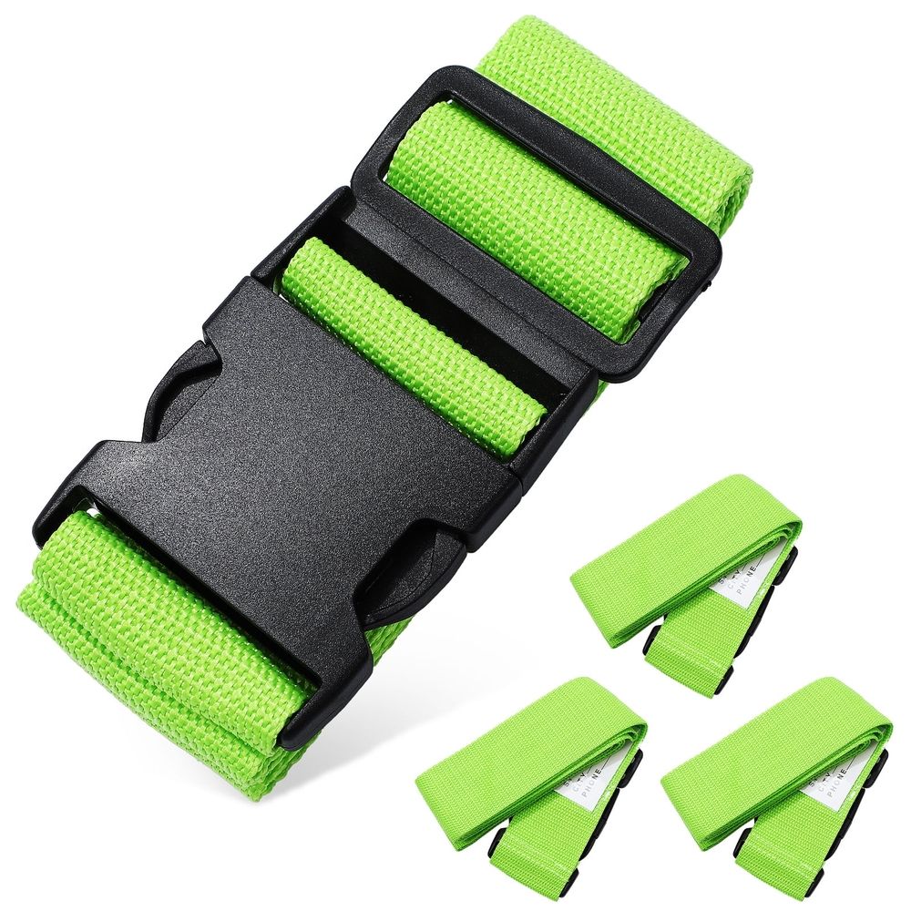 Set of 4 Green Adjustable Luggage Straps with High Strength Polypropylene Fiber for Suitcases