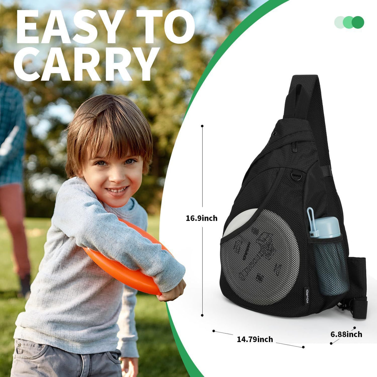 Disc Golf Bag with Retriever Holder and Storage Pockets, Disc Golf Backpack with 8-10 Disc Capacity, Deluxe Bag（oniy bag）