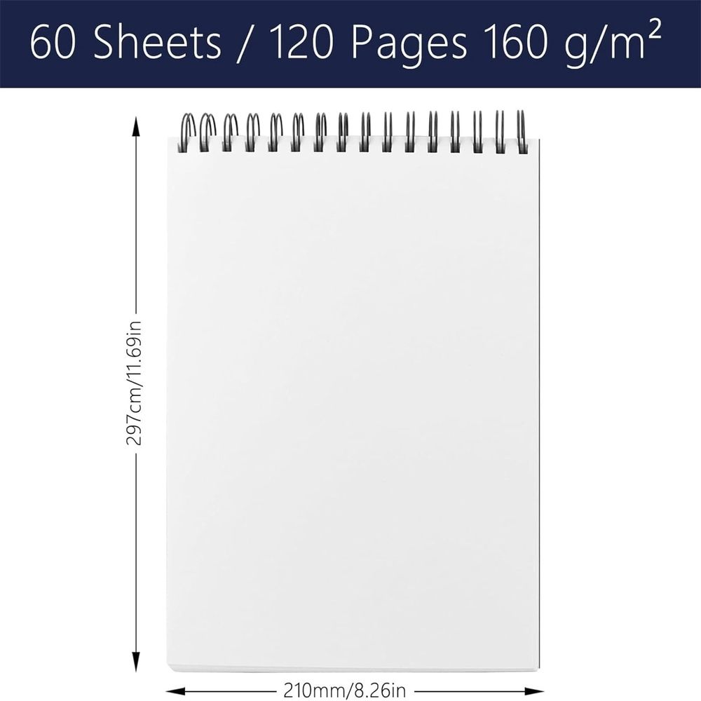 8" x 12" Sketch Book, Top Spiral Bound Sketch Pad, 60 Sheets 160gsm Acid-Free Drawing Paper, Art Sketchbook for Drawing Pad for Artists & Beginners Professional Art Supplies for Adults
