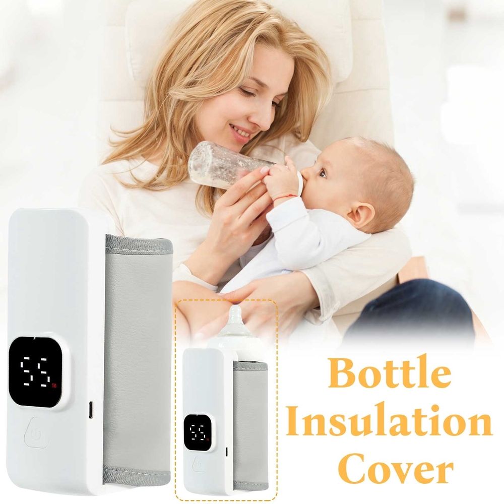 Smart Portable Milk Warmer, Quick Heat with Display, Leak-Proof, Temperature Display, Battery-Powered Thermal Cover, Perfect for Travel, Home, Outdoor, Night, Morning, Daily Winter or Fall Use