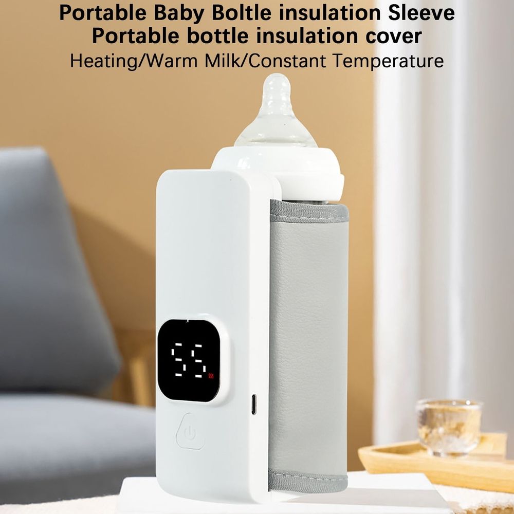Smart Portable Milk Warmer, Quick Heat with Display, Leak-Proof, Temperature Display, Battery-Powered Thermal Cover, Perfect for Travel, Home, Outdoor, Night, Morning, Daily Winter or Fall Use