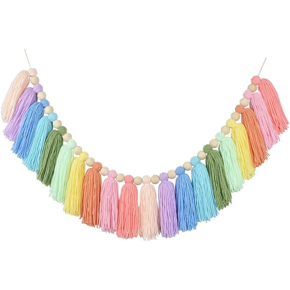 Pastel Rainbow Boho Tassel Garland – Handmade Colorful Yarn Banner for Nursery, Kids Bedroom, Baby Shower, Birthday Party Backdrop, Dorm, Classroom or Fall Home Decor