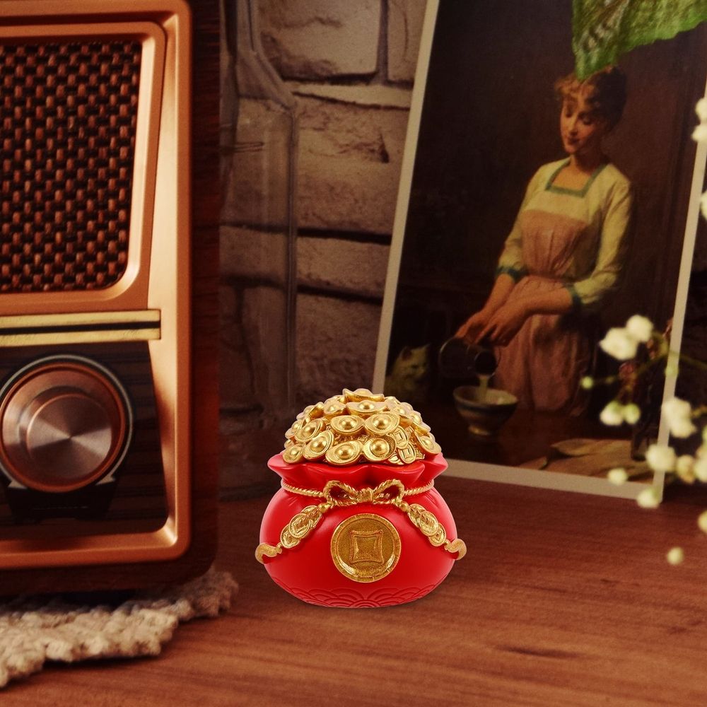 Chinese Style Money Bag Figurine Feng Shui Wealth Treasure Basin Ornament Spring Festival Table Decor Car Dashboard Accessory