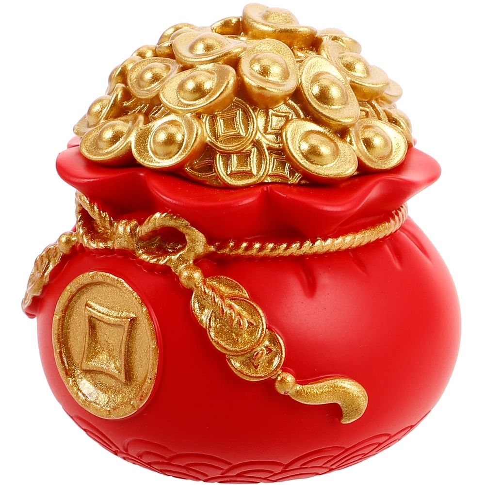 Chinese Style Money Bag Figurine Feng Shui Wealth Treasure Basin Ornament Spring Festival Table Decor Car Dashboard Accessory