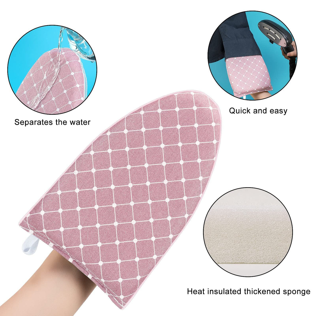 2 pack Garment Steamer Ironing Gloves Anti Steam Glove Heat Resistant Garment Steamer Mitt, Garment Steam Accessories for Clothes，pink