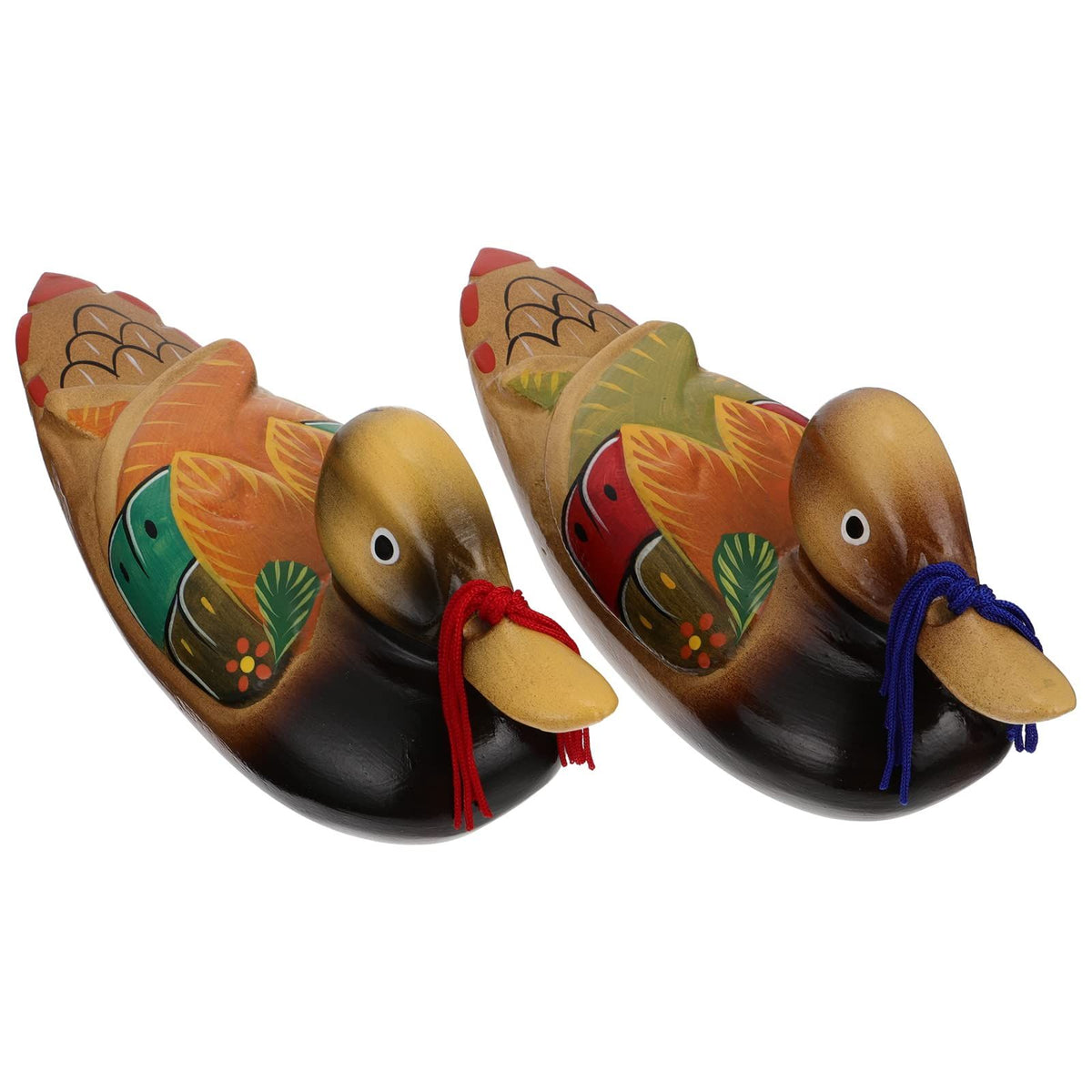 2pcs Wooden model statue duck craft decorator Feng statue table love jewelry animal sculpture decoration jewelry