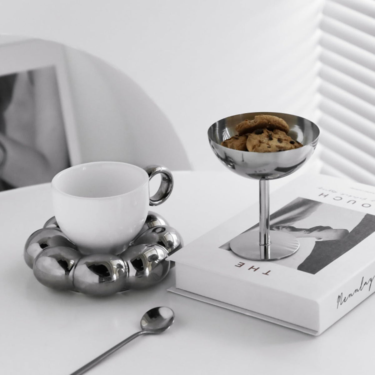 Ice Cream Cup, 4Pcs Stainless Steel Serving Dessert Bowls Cups Sauce Bowls Mini Round Footed Yogurt Snack Candy Cups for Salad Fruit Pudding Christmas Party