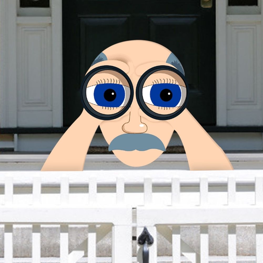 Binocular Spying Fence Peeker Yard Art Garden Nosy Neighbor Couple for Garden and Yard