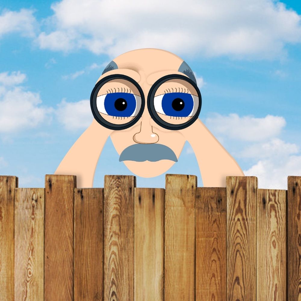 Binocular Spying Fence Peeker Yard Art Garden Nosy Neighbor Couple for Garden and Yard
