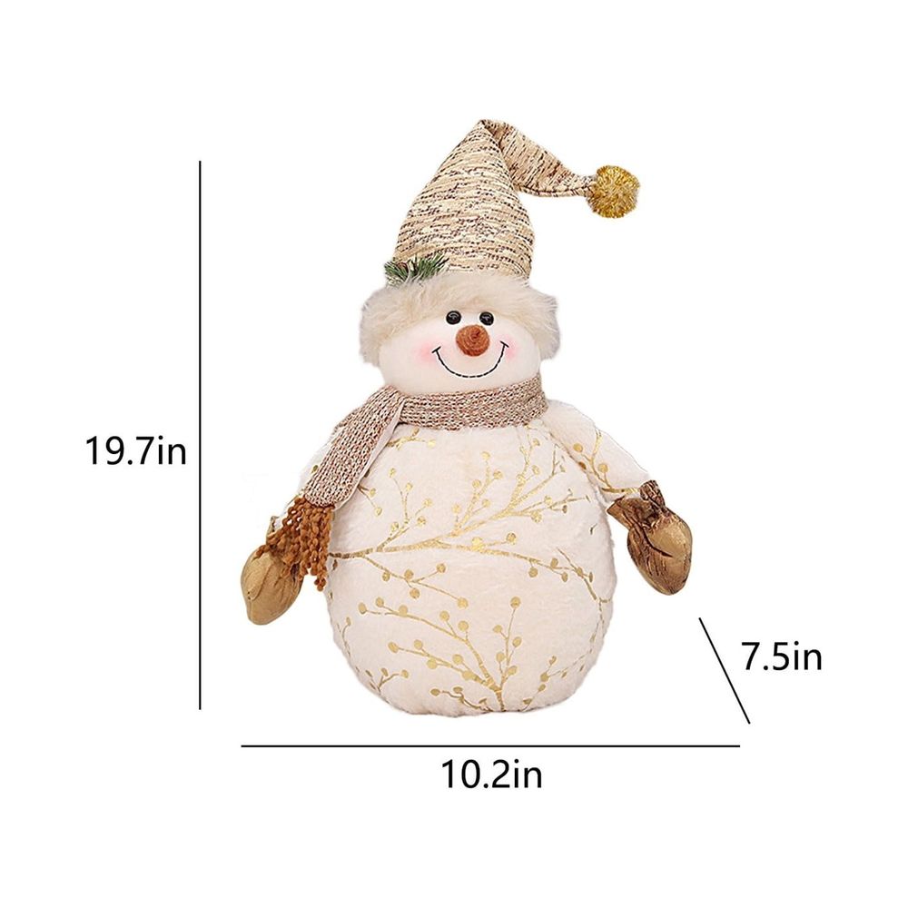 Christmas Snowman Plush Doll, Christmas Decorations, 13.7 inch Cute Snowman Stuffed Toys with Knitted Hat and Scarf, Soft Xmas Theme Throw Pillow Holiday Baubles Christmas Gifts for Party Friend