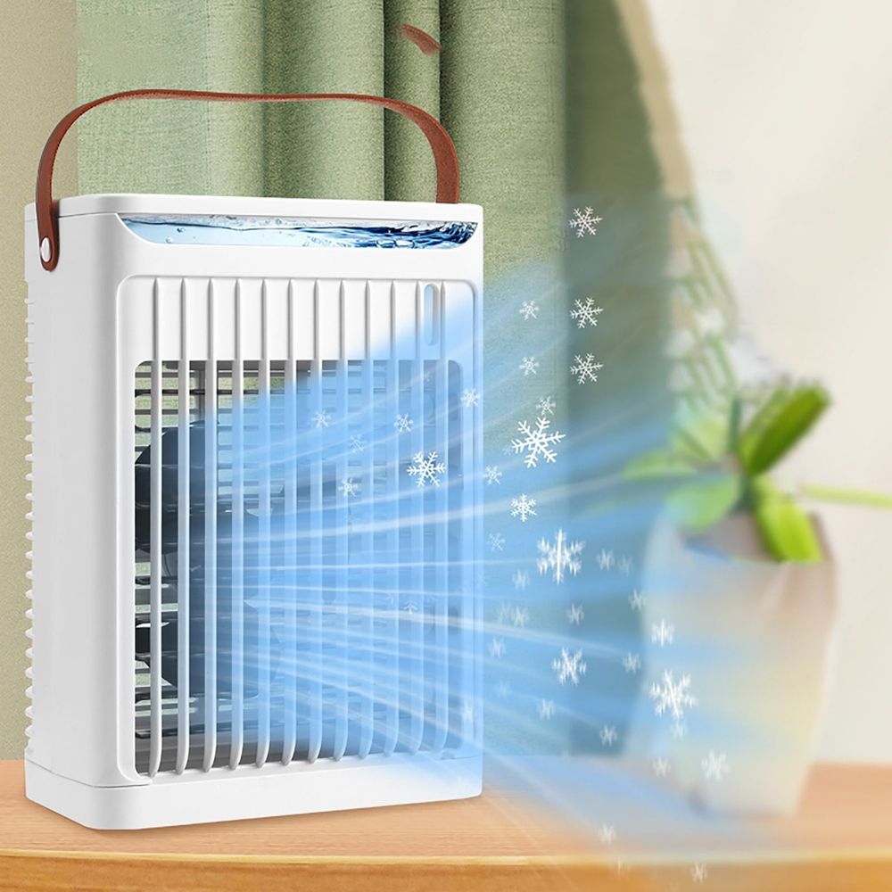 Small Air Conditioner Fan, Evaporative Air Cooler with 5 Wind Speed, 3 Timer Modes, 2 Cool Mist and Colorful Night Light, USB Rechargeable Portable AC Unit Strong Airflow Cooling Fan for Office