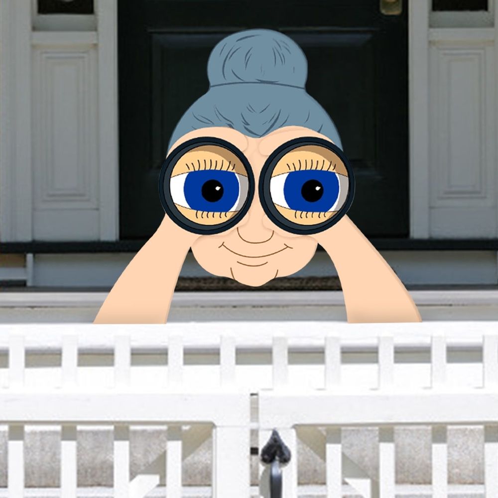 Home Decor, Binocular Spying Fence Peeker Yard Art Garden Nosy Neighbor Couple