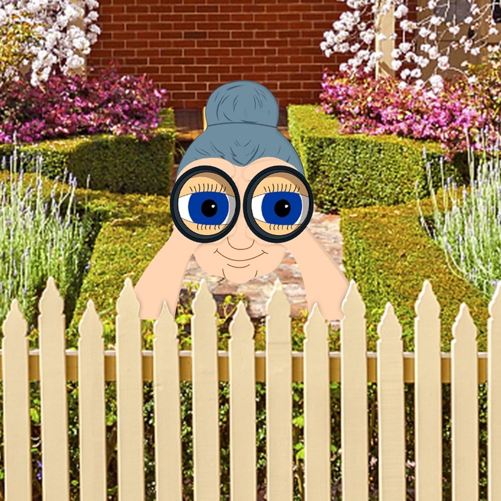 Home Decor, Binocular Spying Fence Peeker Yard Art Garden Nosy Neighbor Couple