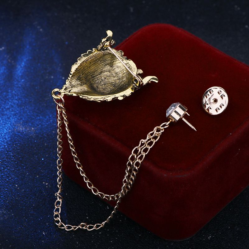 2 pack Vintage Men Crowned Lion King With Stone Hanging Chain Brooch Pins Lapel Pin, Suit Coat for Women Accessories
