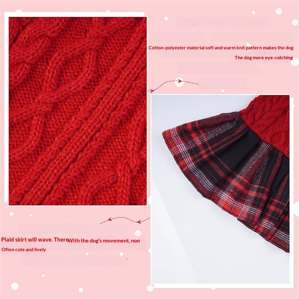 Dog Sweater Stretchy Cat Sweaters Warm Pullover Pet Coats Thick Dogs Clothes with Bowtie Soft Turtleneck Pet Sweater Dress Comfy Knitwear Dog Sweaters for Small Dogs Girl, Red, Medium