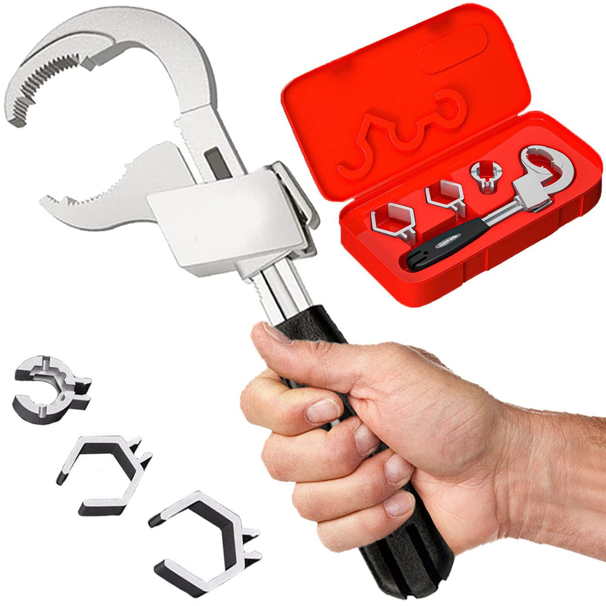Universal Adjustable Double-ended Wrench Multifunctional Bathroom Wrench for Pipe Basin Faucet, Disassembly and Assembly Faucet Sink Water Plumbing Repair （black）