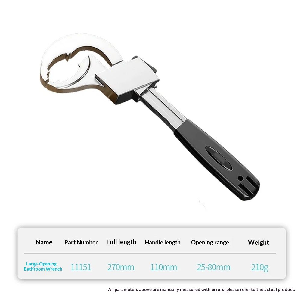 Universal Adjustable Double-ended Wrench Multifunctional Bathroom Wrench for Pipe Basin Faucet, Disassembly and Assembly Faucet Sink Water Plumbing Repair （black）