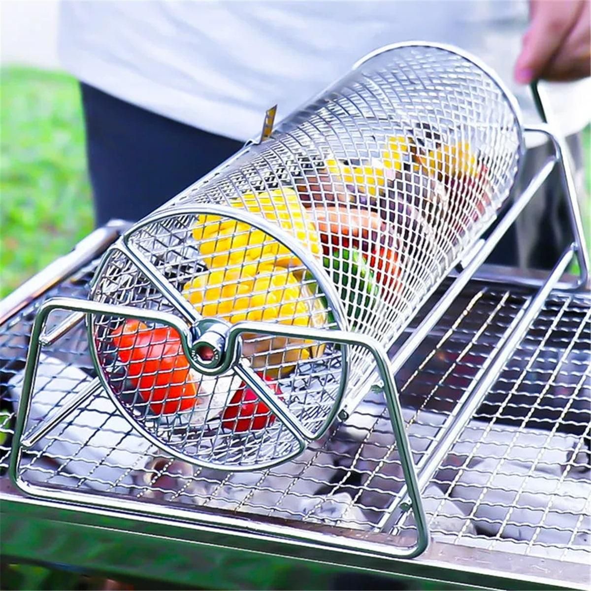 Universal Stainless Steel Rotisserie Grill French Fries Basket Fits for Any Gas Grill Raffle Drum Upgraded  Spinner Holds