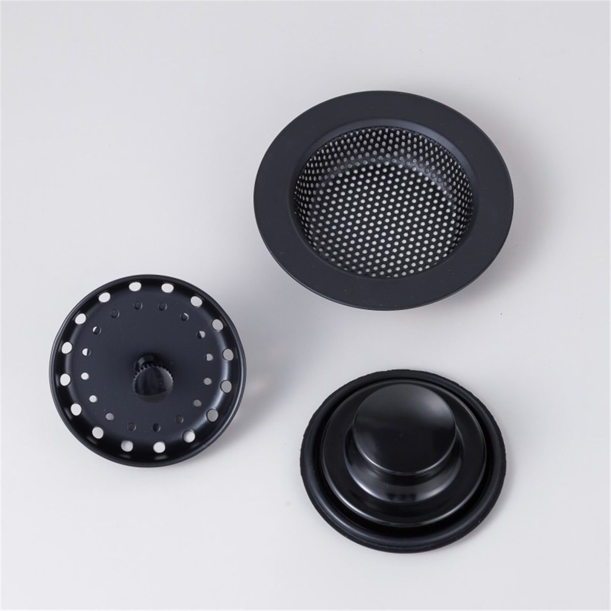 3 Pcs Kitchen Sink Drain Strainer and Stopper Stainless Steel Garbage Disposal Plug with Handle Universal Anti-Clogging Kitchen Sink Filter Sieve Basket Strainer(Black)