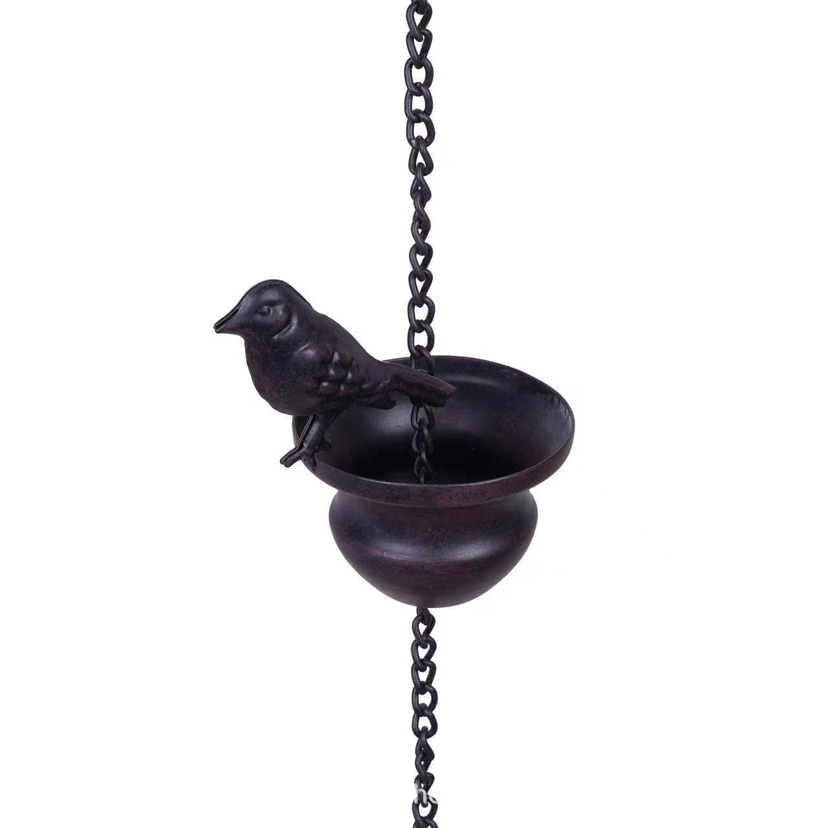 Metal Bird Rain Chain for Gutters, Rust-Resistant Outdoor Rain Catcher with Hanging Gutter Adapter, Perfect for Heavy Rain, Indoor/Outdoor Decoration, Dark Bronze Finish