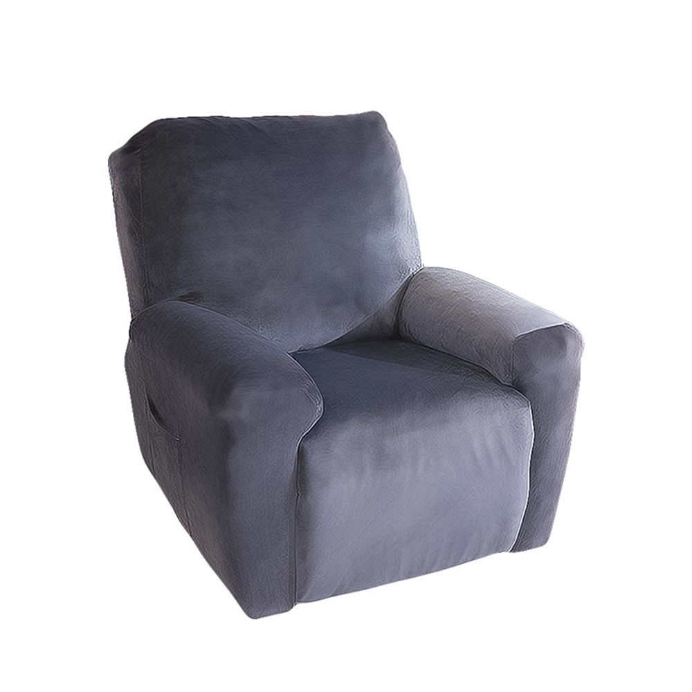 silver fox plush Recliner Chair Covers 1-Piece for Reclining Chair, Recliner Cover Feature Thick Luxury and Soft Fabric with Elastic Bottom,  (Grey, single seat)