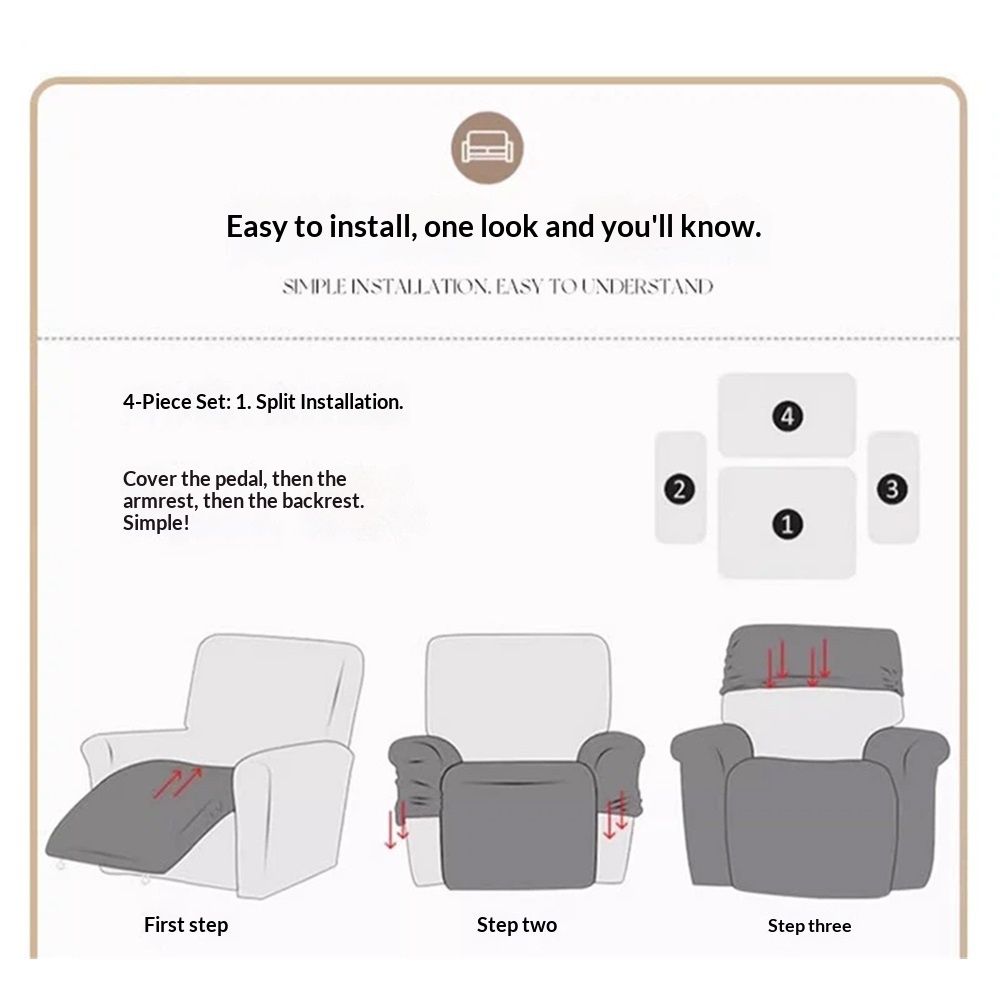 silver fox plush Recliner Chair Covers 1-Piece for Reclining Chair, Recliner Cover Feature Thick Luxury and Soft Fabric with Elastic Bottom,  (Grey, single seat)