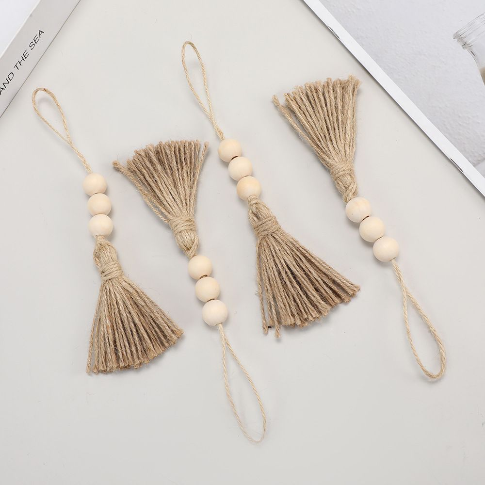 Wood Bead Garland,Farmhouse Tassels Beads, Rustic Country Decor Prayer Beads for Home Door Knob Christmas Decoration (8pack)