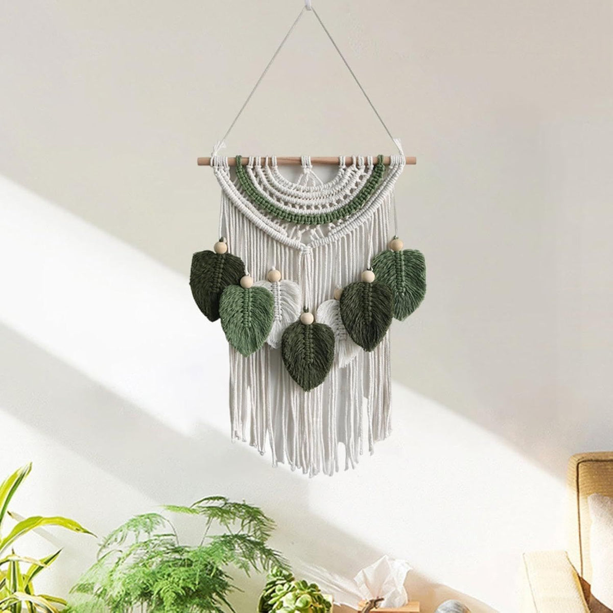 Leaves Woven Tapestry Leaf Tassel Boho Craft Chic Backdrop Macrame Wall Hanging Home Decoration for Home Dorm Wedding Bedroom