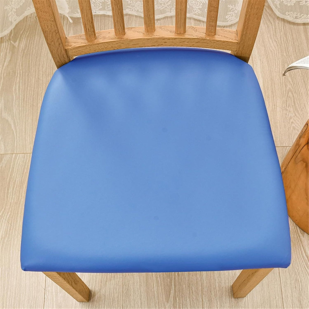 Pu Leather Dining Chair Seat Covers Set of 4, Waterproof Dining Seat Covers Stretch Chair Covers for Dining Chairs/Kitchen Room/Hotel, (dark blue)