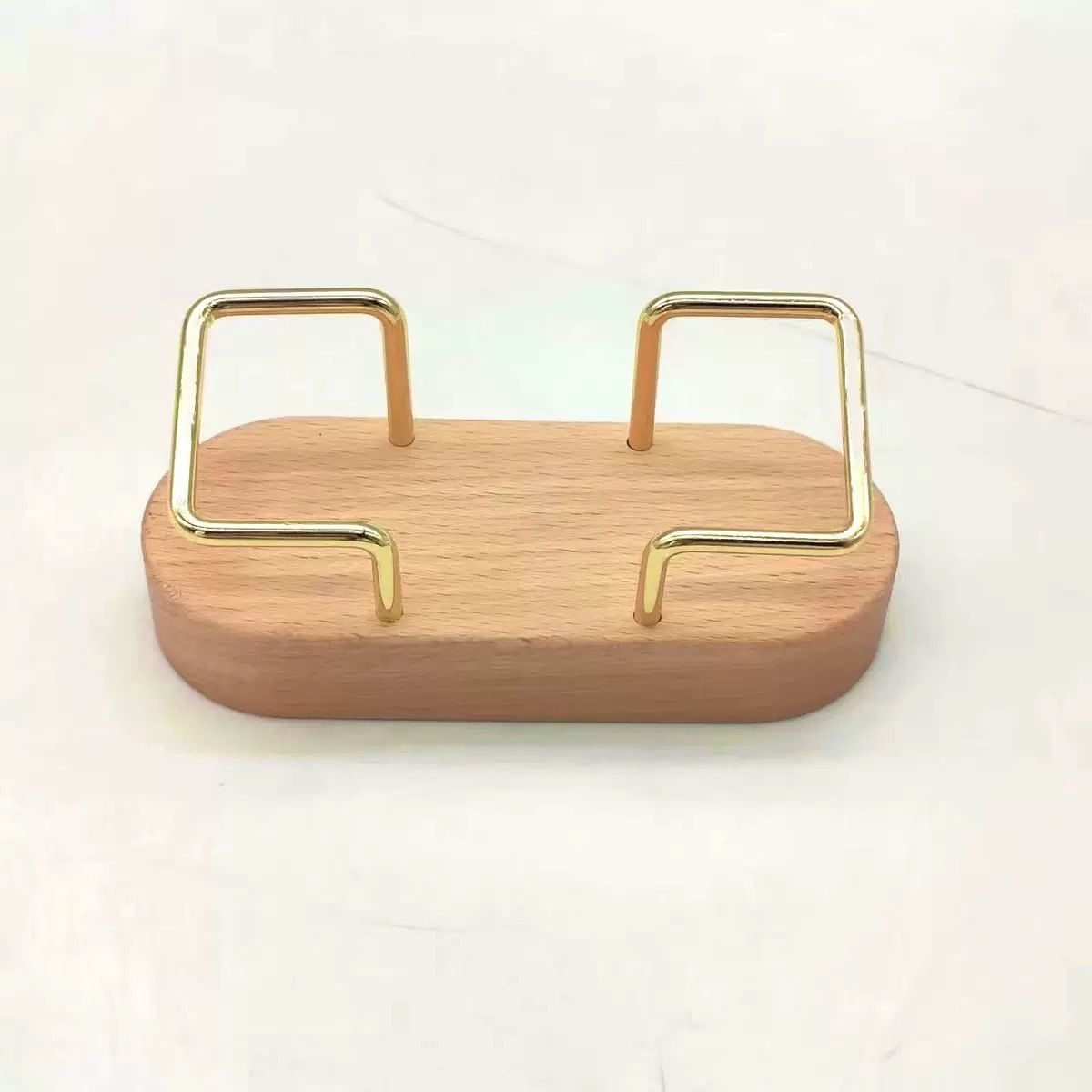 muso wood Business Card Holder for Desk, Wooden Creative Business Card Display for Desk, Wood Business Card Stand for Office, Tabletop (beech 2pack)