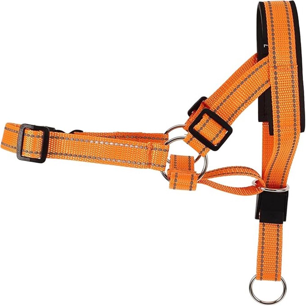 Large Dog Nylon Reflective Adjustable Muzzle with Breathable Mesh, Anti-Biting and Barking Dog Mouth Cover for Walking, Outdoor Use, Size XL ,Orange
