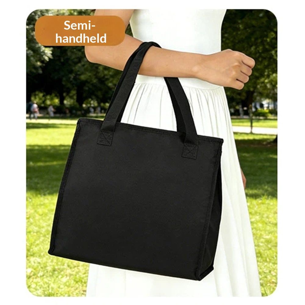 Black Lunch Bag for Men - Lunch Bag with Zipper Tote Bag for Women Simple Lunch Box Reusable Insulated (Black small）