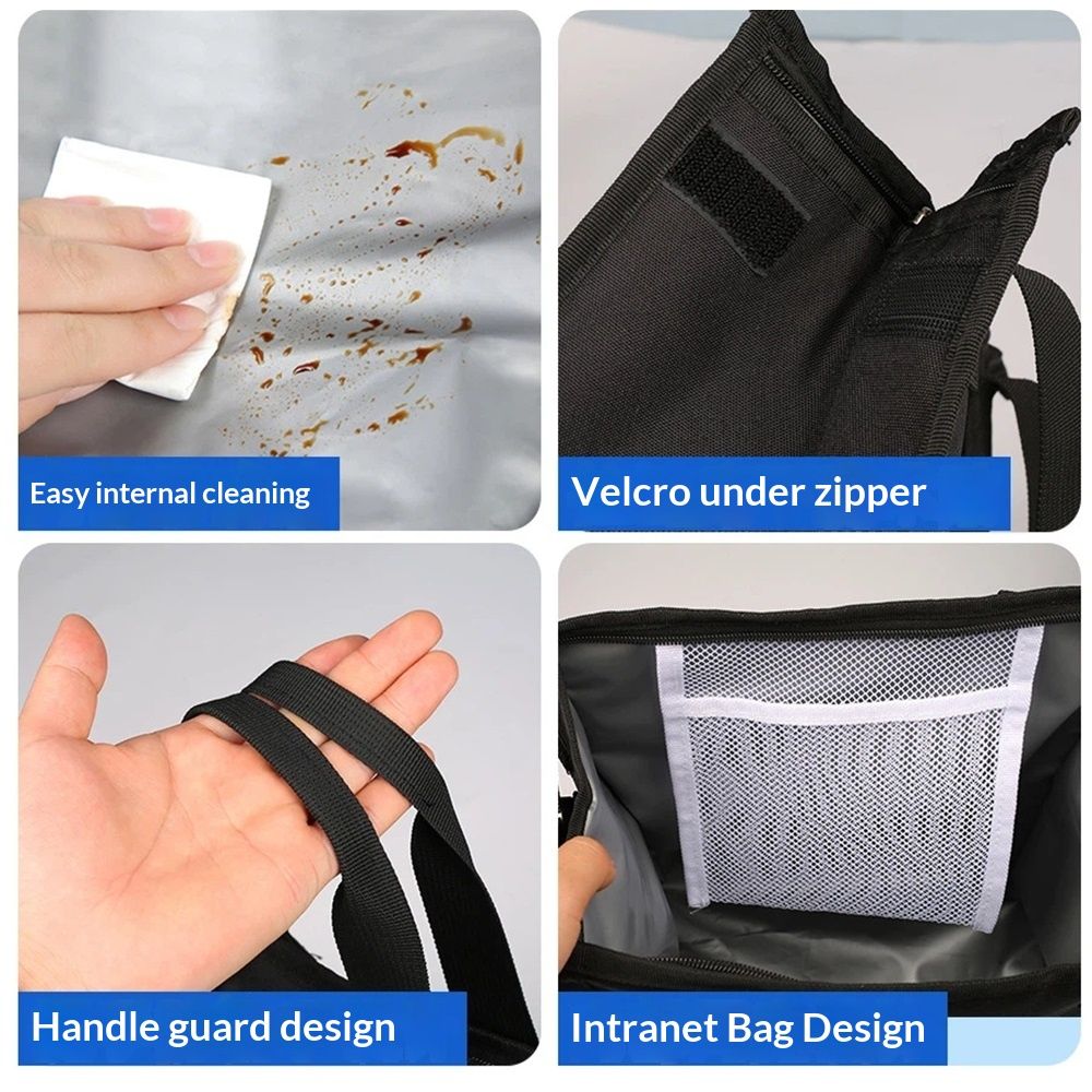 Black Lunch Bag for Men - Lunch Bag with Zipper Tote Bag for Women Simple Lunch Box Reusable Insulated (Black small）