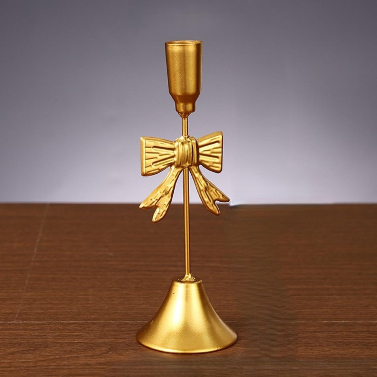 3 Pcs Gold Bow Taper Candle Holder Vintage Candle Stick Holders Antique Brass Decorative Candlestick for Wedding Christmas Home Table Decor