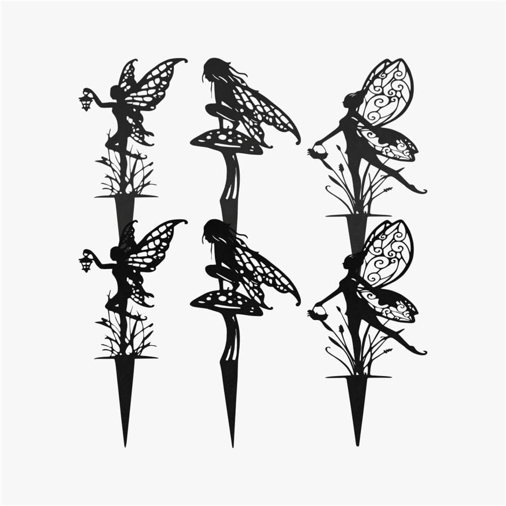 6 pack Decorative Garden Stakes, Fairy Garden Statues for Home and Garden, Flower Pot, Lawn, Flower Bed Decoration Gifts