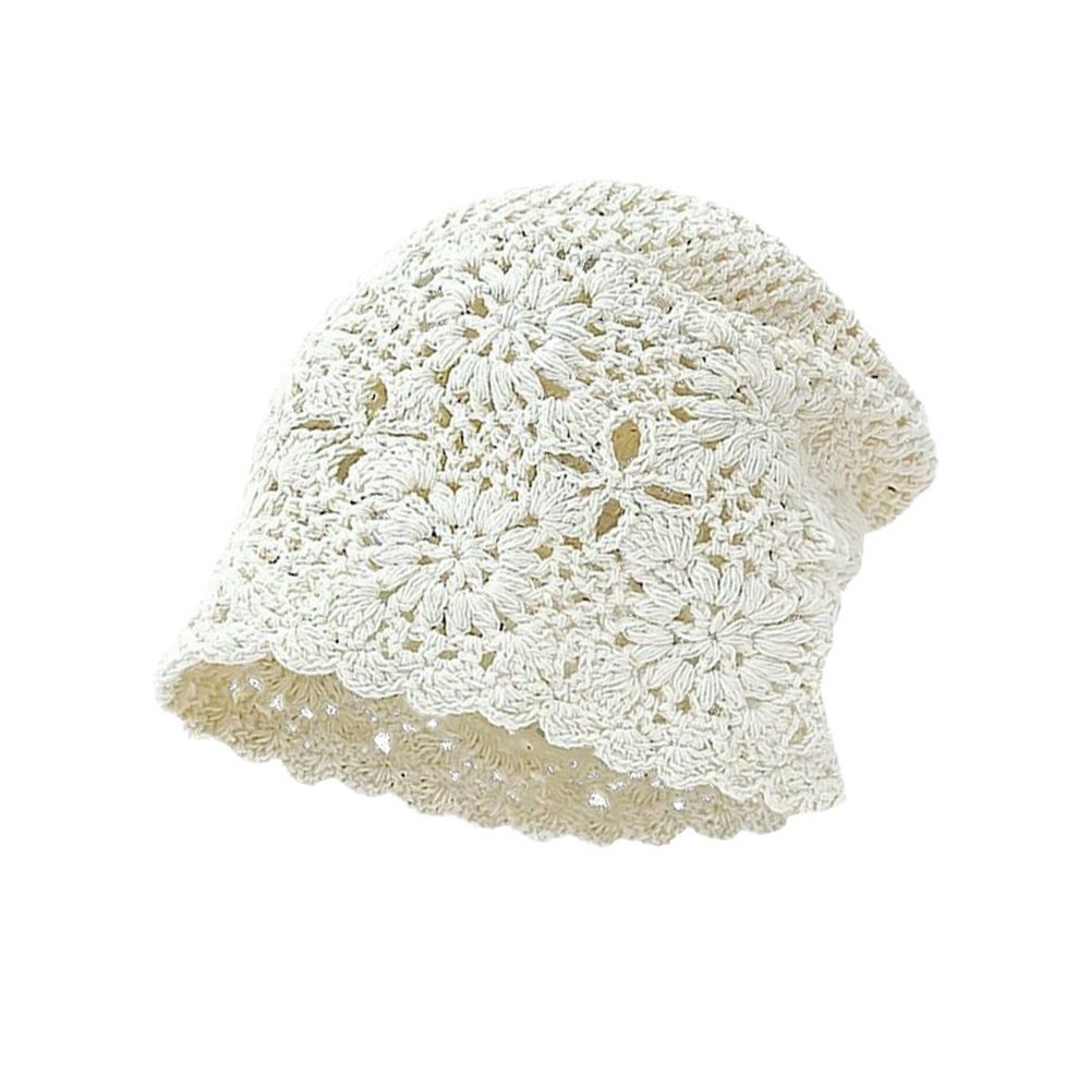Women Cotton Crochet Slouchy Beanie Hat Handmade Knit Cap, Crochet Travel Photography Knitted Hat Beige