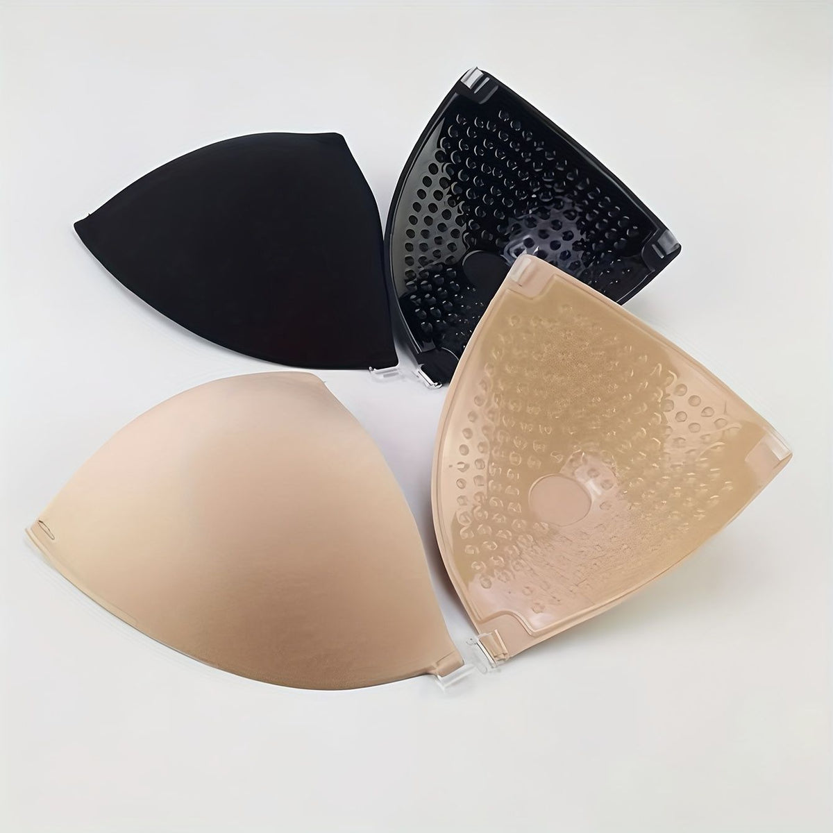 1pc Triangle Cup Self-Adhesive Push-Up Bra, Deep V-Neck Front Closure with Silicone Pads for Bikinis & Strapless Gowns D Apricot