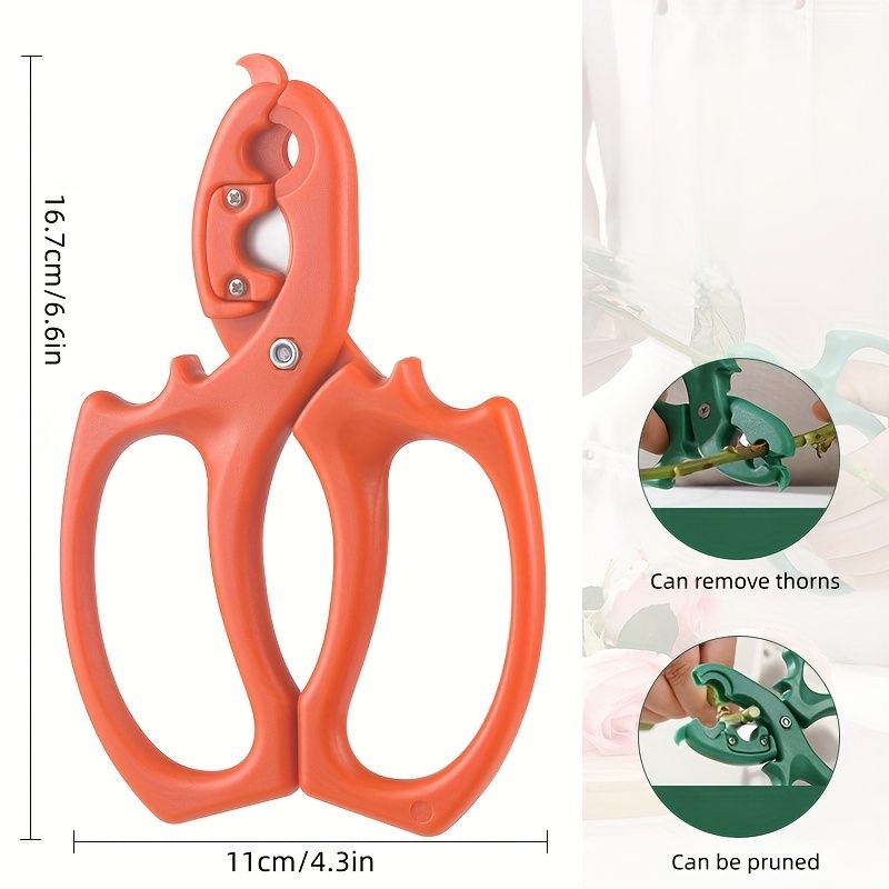 1pc Floral Scissors, 2-in-1 Flower Branch Pruning Shears, Stainless Steel Gardening Shears, Rose Thorn Remover, Suitable for Florists Red