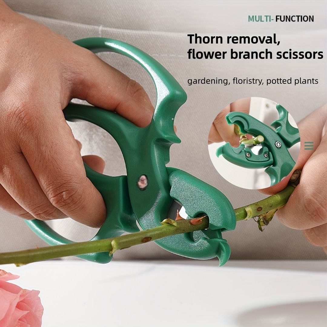 1pc Floral Scissors, 2-in-1 Flower Branch Pruning Shears, Stainless Steel Gardening Shears, Rose Thorn Remover, Suitable for Florists Red