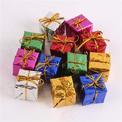 24 Pcs Assorted Color Foil Boxes handmade Gift Boxes Mini Tree Ornaments Laser candy box Christmas tree ornaments Pendant Decoration