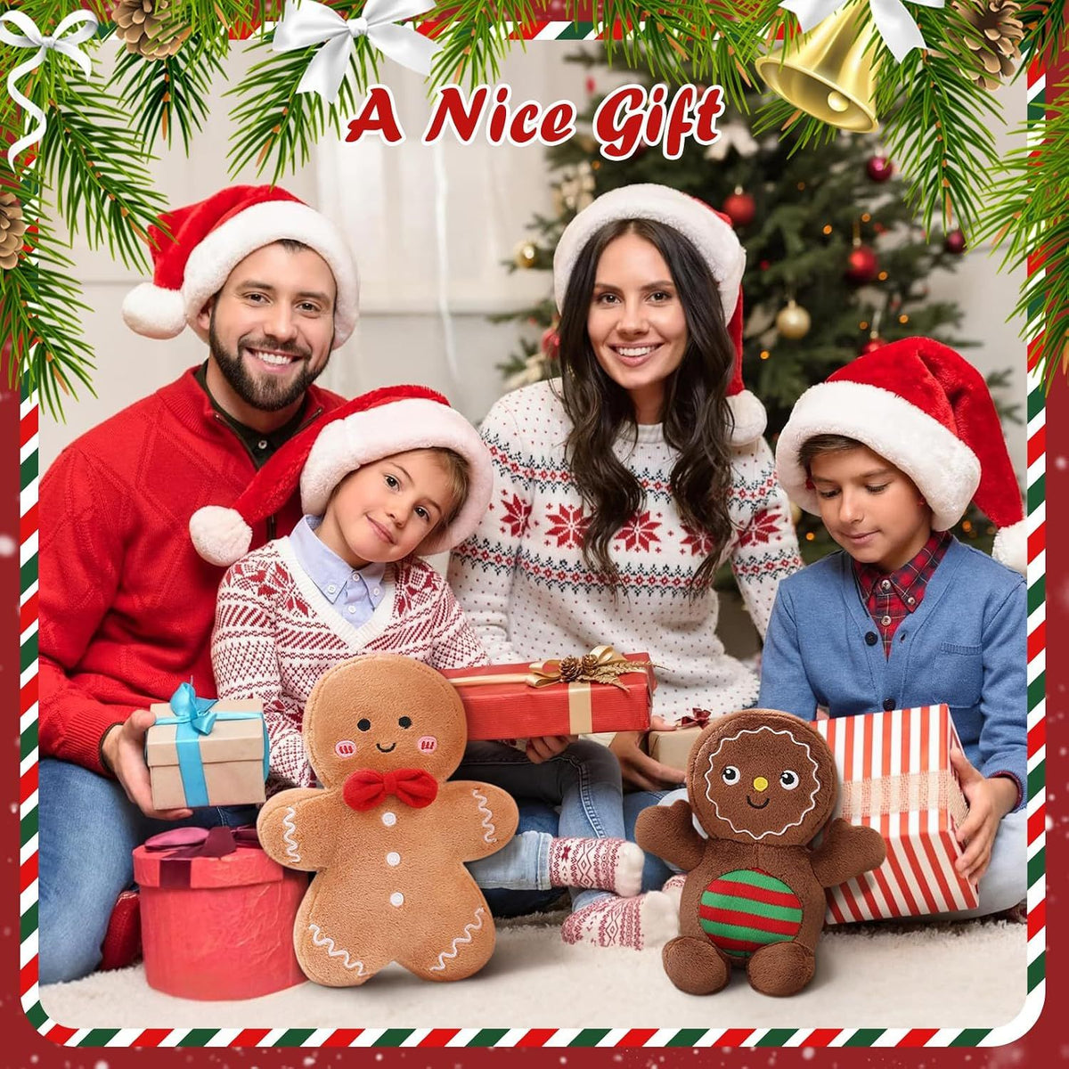 Christmas Gingerbread Man Pillow Plush Stuffed Gingerbread Pillow Fun Gingerbread Shaped Decorative Throw Pillows for Sofa Cushion Christmas Party Decor Khaki,15.7"
