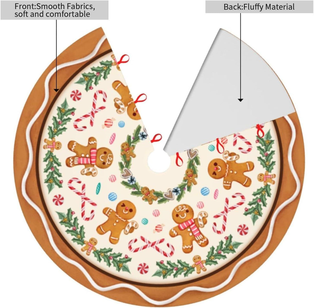 Gingerbread Man Christmas Tree Skirt Xmas Tree Mat Halloween Thanksgiving Christmas Tree Ornaments Decorations Holiday Party Indoor Outdoor 30"