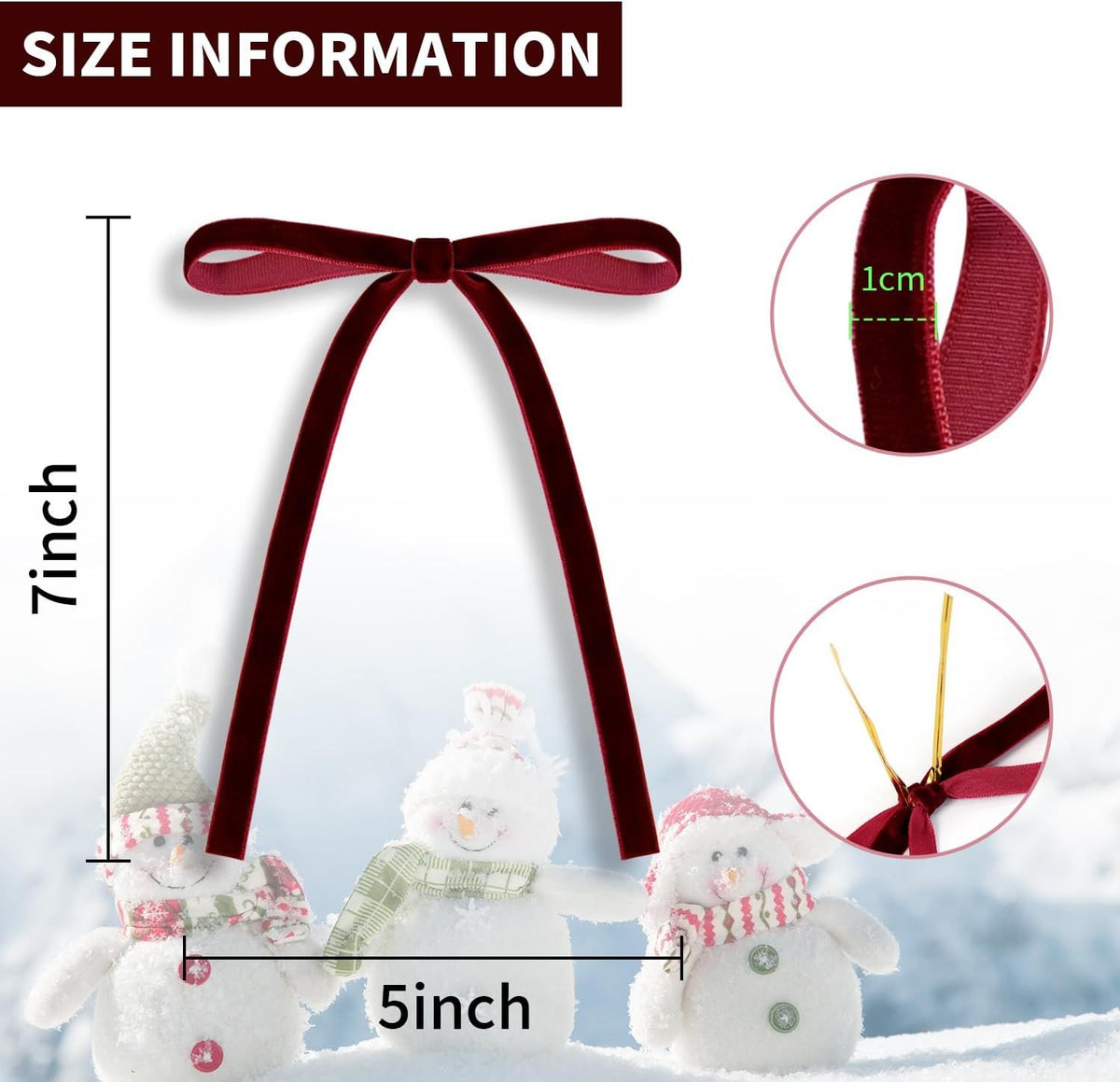 24 Pcs Velvet Christmas Bows 5 x 7 Inch Rustic Velvet Small Ribbon Gift Bow for Xmas Tree Ornaments DIY Craft Wreaths Garlands Indoor Outdoor Home Decorations (Wine Red)