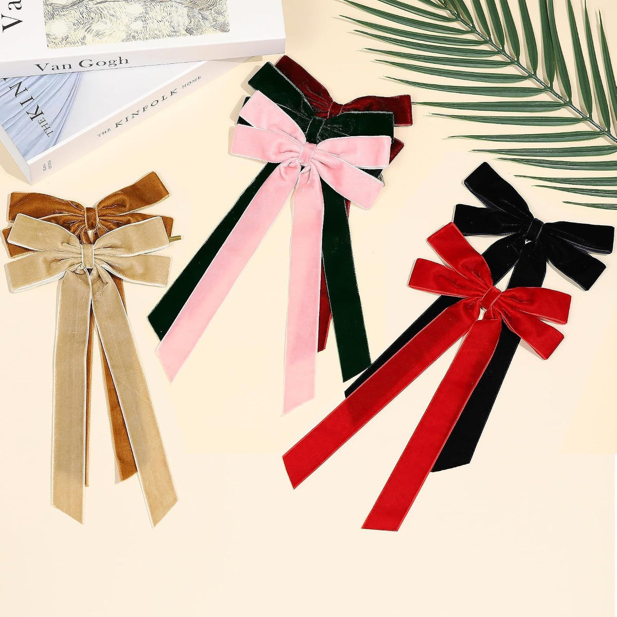 12Pcs 5in X 10in Burgundy Velvet Ribbon Bows Christmas Tree Decorations, Xmas Ornaments Vintage Christmas Decor for Tree Home Party Front Door VintageWreath Holiday Decor